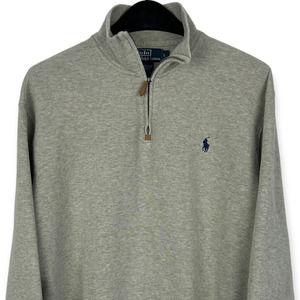 Polo Ralph Lauren Men's Large "Estate Rib" 1/4 Zip Cotton Pullover Solid Gray